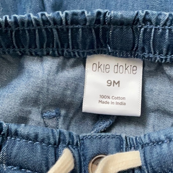 Okie Dokie cuffed med wash drawstring chambray pants. Size 9M. - Picture 4 of 8